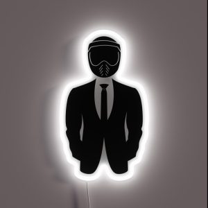 Biker Dapper Gentleman In Suit Motorcycle Helmet RGB Neon Sign