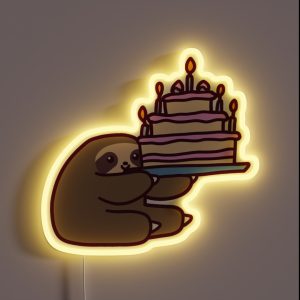 Birthday Cake Sloth RGB Neon Sign
