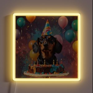 Birthday Dachshund RGB Neon Sign