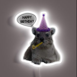 Birthday Rock Hyrax Bday Party RGB Neon Sign
