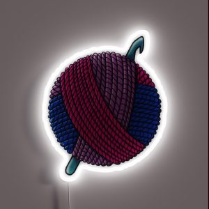 Bisexual Pride Yarn With Crochet Hook RGB Neon Sign