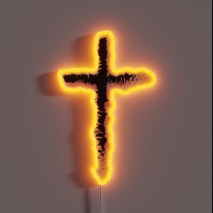 Black And Pink Christian Cross Modern Minimalist Artistic Lines RGB Neon Sign