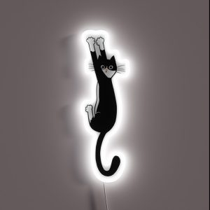 Black And White Cat Hanging On Funny Tuxedo Cat RGB Neon Sign