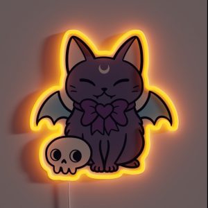 Black Bat Kitten 02 Nikury RGB Neon Sign