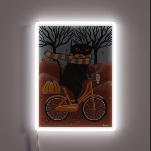 Black Cat Autumn Bicycle Ride RGB Neon Sign Black Cat Autumn Bicycle Ride RGB Neon Sign