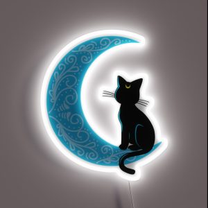 Black Cat Crescent Moon Sailor Mom RGB Neon Sign Black Cat Crescent Moon Sailor Mom RGB Neon Sign