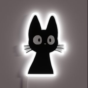 Black Cat Doodle RGB Neon Sign