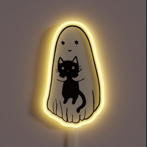 Black Cat Ghost RGB Neon Sign