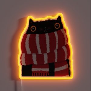 Black Cat Holidays Winter Season Scarf RGB Neon Sign Black Cat Holidays Winter Season Scarf RGB Neon Sign