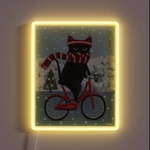 Black Cat Winter Bicycle Ride RGB Neon Sign Black Cat Winter Bicycle Ride RGB Neon Sign