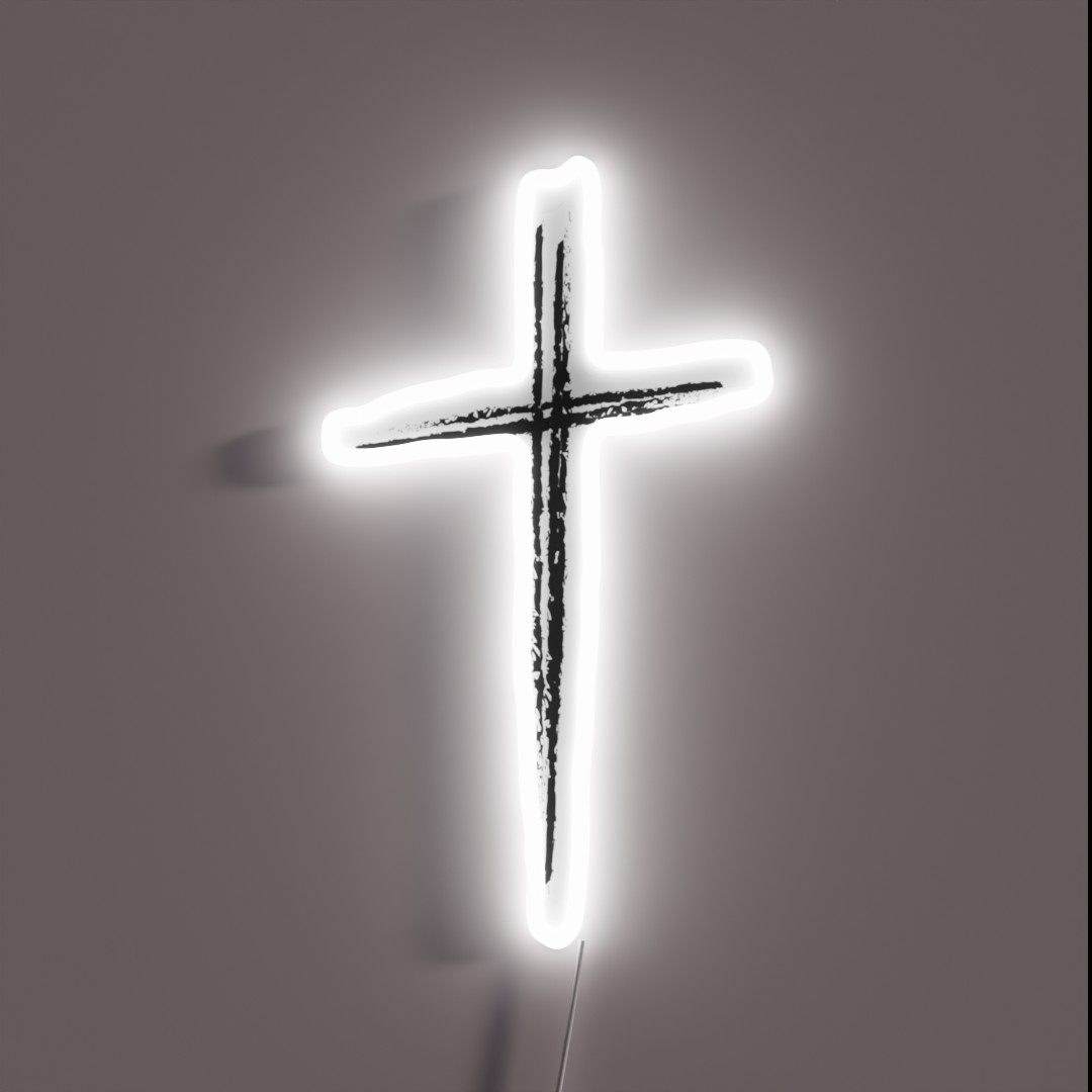 Black Christian Cross Minimalist Artistic RGB Neon Sign Black Christian Cross Minimalist Artistic RGB Neon Sign
