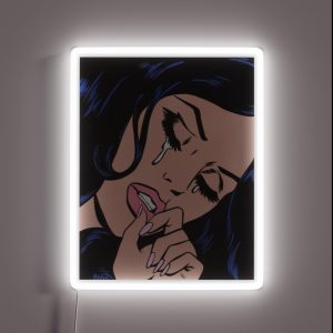 Black Hair Crying Comic Girl RGB Neon Sign