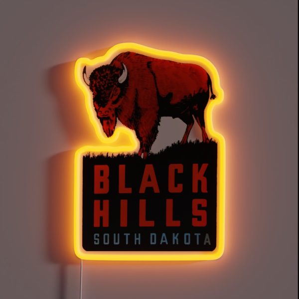 Black Hills South Dakota Vintage Travel Decal RGB Neon Sign