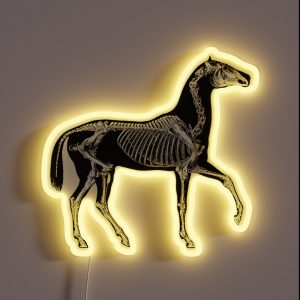 Black Horse With Skeleton RGB Neon Sign