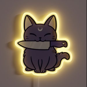 Black Knife Kitten 02 Nikury RGB Neon Sign