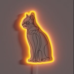 Black Line Drawn Cat RGB Neon Sign