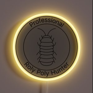 Black Professional Roly Poly Hunter Badge RGB Neon Sign Black Professional Roly Poly Hunter Badge RGB Neon Sign