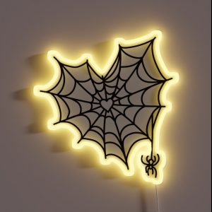 Black Spiderweb Heart RGB Neon Sign