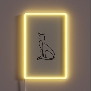 Black White Sketch Line Cat Animal Work Of Art RGB Neon Sign Black White Sketch Line Cat Animal Work Of Art RGB Neon Sign
