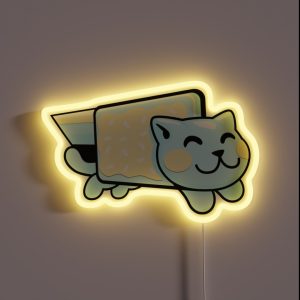Blue And Yellow Pop Tart Space Cat Smiling RGB Neon Sign Blue And Yellow Pop Tart Space Cat Smiling RGB Neon Sign