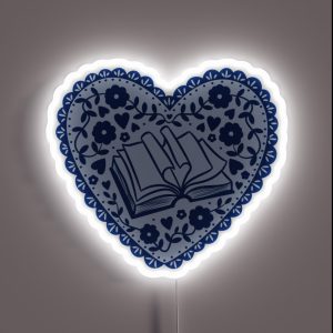 Blue Bookish Heart RGB Neon Sign