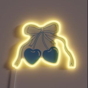 Blue Cherries With Bow Coquette RGB Neon Sign