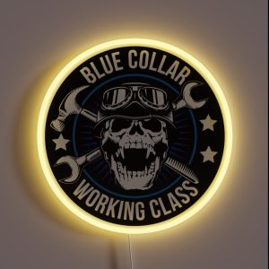 Blue Collar Working Class Skull RGB Neon Sign Blue Collar Working Class Skull RGB Neon Sign