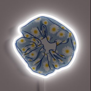 Blue Hair Scrunchie With Daisies RGB Neon Sign Blue Hair Scrunchie With Daisies RGB Neon Sign