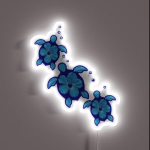 Blue Honu Hibiscus Turtles RGB Neon Sign Blue Honu Hibiscus Turtles RGB Neon Sign
