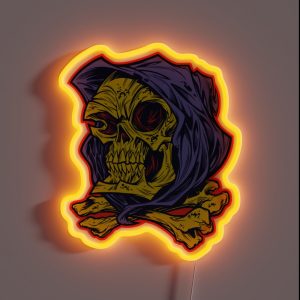 BLUE HOODED SKULL RGB Neon Sign BLUE HOODED SKULL RGB Neon Sign