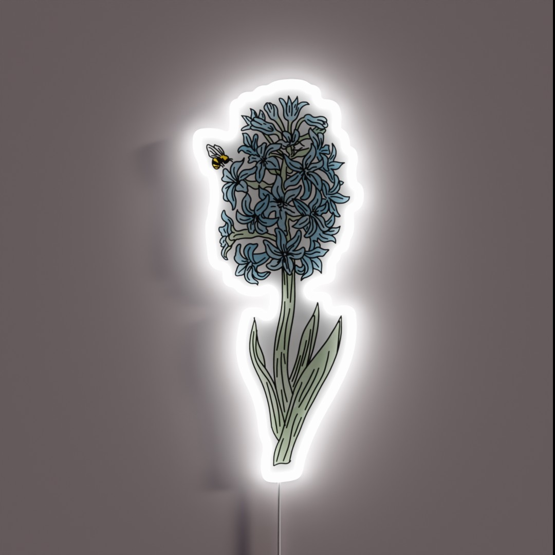 Blue Hyacinth With A Bee Bridgerton S2 RGB Neon Sign Blue Hyacinth With A Bee Bridgerton S2 RGB Neon Sign