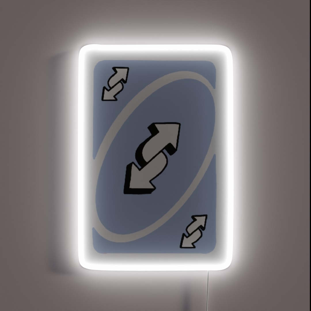 Blue Uno Reverse Card RGB Neon Sign Blue Uno Reverse Card RGB Neon Sign