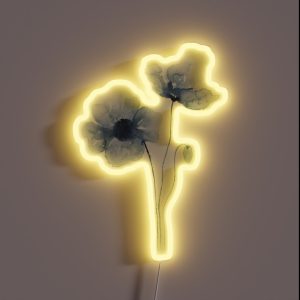Blue Watercolor Poppies RGB Neon Sign