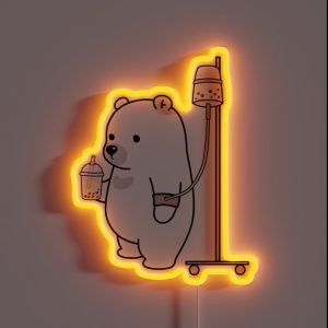 Boba Bear Loves Boba Too Much RGB Neon Sign Boba Bear Loves Boba Too Much RGB Neon Sign