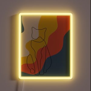 Boho Cat Art RGB Neon Sign