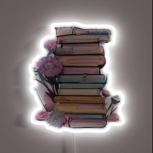Boho Chic Pastel Watercolor Stack Of Books RGB Neon Sign Boho Chic Pastel Watercolor Stack Of Books RGB Neon Sign