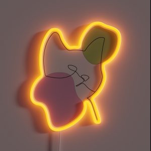 Boho Line Art Kitten RGB Neon Sign