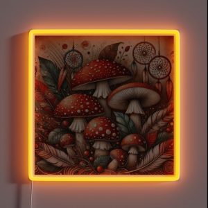 Boho Style Amanita Muscaria RGB Neon Sign