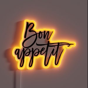 Bon Appetit Art Dining Room Print Printable Wall Art Kitchen Print Art Black White Home Decor Print Typography Kitchen RGB Neon Sign