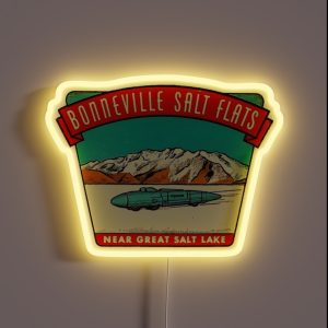 Bonneville Salt Flats Utah Vintage Travel Decal RGB Neon Sign Bonneville Salt Flats Utah Vintage Travel Decal RGB Neon Sign