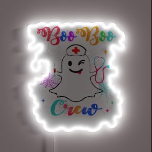 Boo Boo Crew Funny Nurse Halloween Ghost RGB Neon Sign