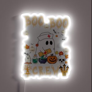 Boo Boo Crew Ghost Nurse Hallowen RGB Neon Sign