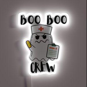 Boo Boo Crew Nurse Ghost Funny Halloween Costume Gift RGB Neon Sign