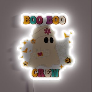 Boo Boo Crew Nurse Ghost Funny Halloween RGB Neon Sign