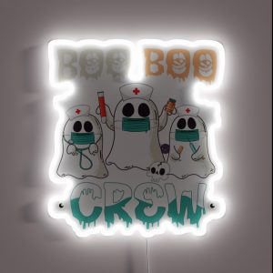 Boo Boo Crew Nurse Halloween Ghost Costume Womens RGB Neon Sign