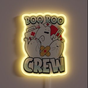 Boo Crew Boo Scary Halloween Gift For A Halloween Ghost RGB Neon Sign Boo Crew Boo Scary Halloween Gift For A Halloween Ghost RGB Neon Sign