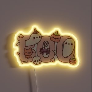 Boo Cute Ghosts Spider Pumpkin And Cat Halloween Greeting RGB Neon Sign Boo Cute Ghosts Spider Pumpkin And Cat Halloween Greeting RGB Neon Sign