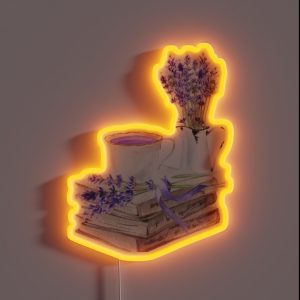 Book And Lavender With Cup Of Coffee Or Tea RGB Neon Sign Book And Lavender With Cup Of Coffee Or Tea RGB Neon Sign