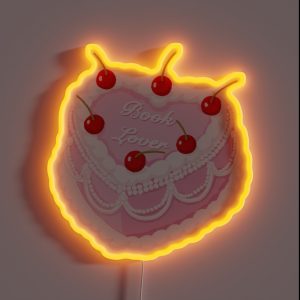 Book Lover Vintage Heart Cake RGB Neon Sign