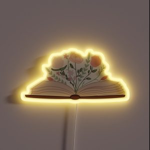 Book With Flowers RGB Neon Sign